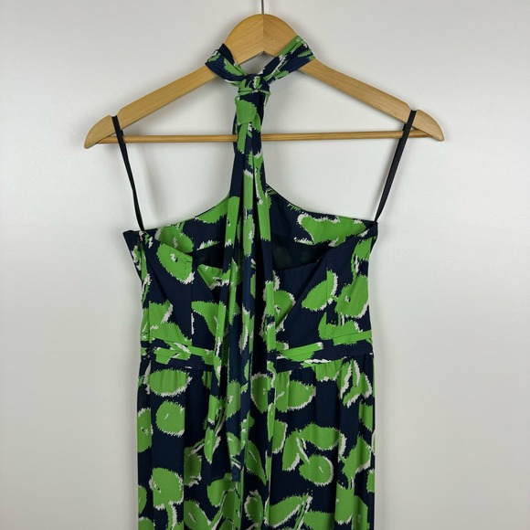 Tory Burch‎ Eloriane Green Halter Neck Floral Silk Midi Dress Size 2 - Picture 7 of 15